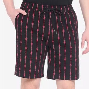 NWT Hot Topic Black & Red Barbed Wire Shorts